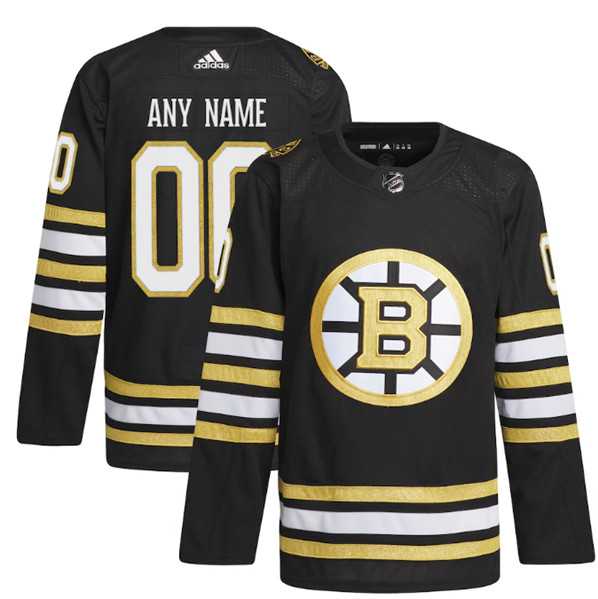 Mens Boston Bruins Custom Black 100th Anniversary Stitched Jersey->customized nhl jersey->Custom Jersey